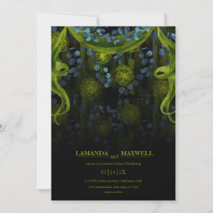 Invitation Gothique Floral Vert & Noir Glow Handfasting