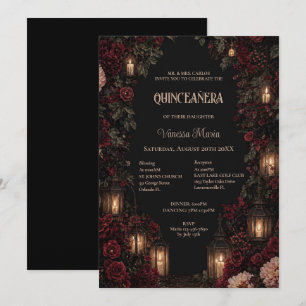 Invitation gothique florale lunatique pour Quincea