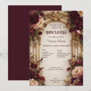 Invitation gothique florale lunatique pour Quincea