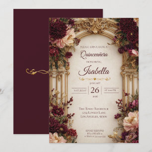Invitation gothique florale lunatique pour Quincea