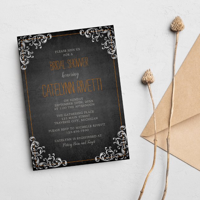 Invitation Gothique Flourish Halloween Fête des mariées de va (Créateur téléchargé)