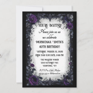 Invitation Gothique foncé avec violet Rose fête d'anniversair