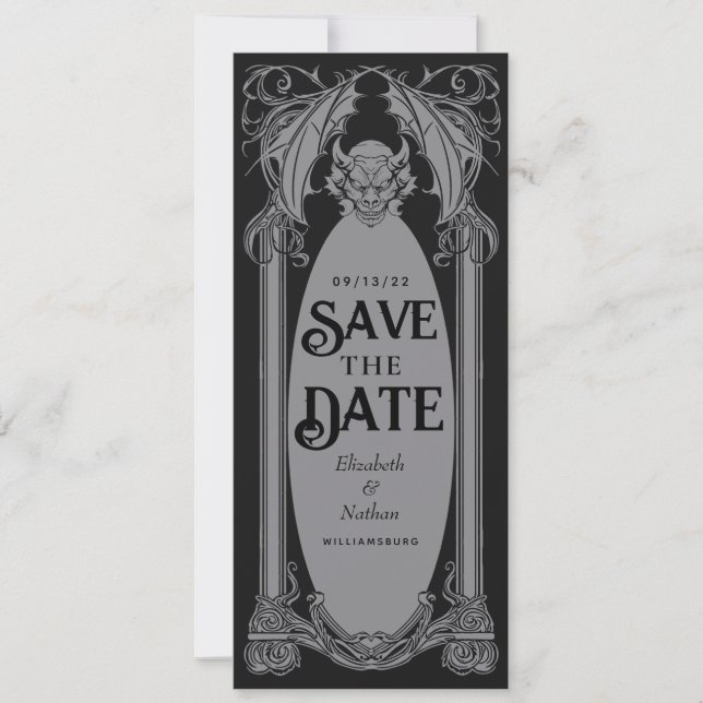 Invitation Gothique Gargoyle Halloween Mariage Enregistrer la (Devant)