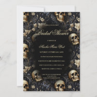 Gothique Gold Floral Skuls Moody Fête des mariées