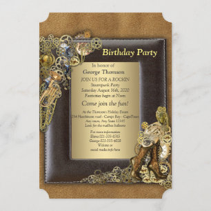 Invitation Gothique - Gold Steampunk fête d'anniversaire