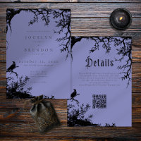 Gothique Gravure d'Arbre de Corbeau Mariage Noir B
