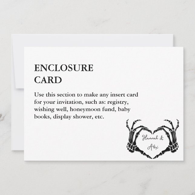 Invitation Gothique Halloween Mariage de coeur crâne (Devant)