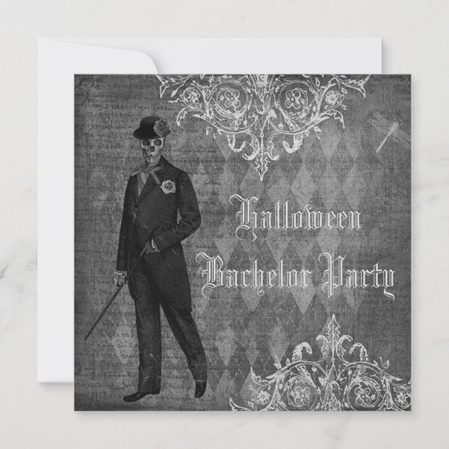 Invitation Gothique Halloween Marié Chic Débraillé Enterremen (Devant)