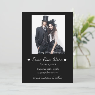 Invitation Gothique Halloween Noir Enregistrer la date Mariag