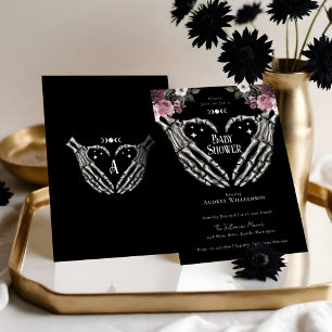 Invitation Gothique Halloween Squelette Mains Baby shower coe