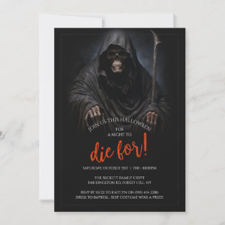 Invitation Gothique Horreur Grim Reaper trône