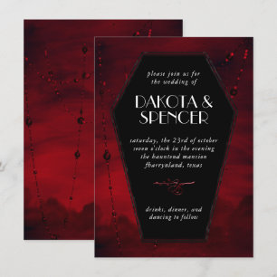 Invitation Gothique Luxe Mariage de café rouge noir et sang
