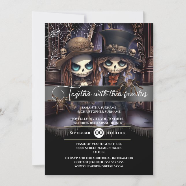 Invitation Gothique mariage marié marié église éffrayante got (Devant)