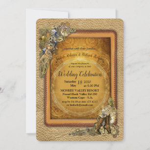 Invitation Gothique - Mariage Steampunk En cuir