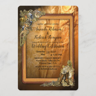 Invitation Gothique - Mariage Steampunk En Cuir