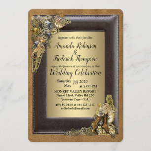 Invitation Gothique - Mariage Steampunk En Or