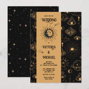 Invitation Gothique Mystique Lune Étoiles Moth Mariage foncé