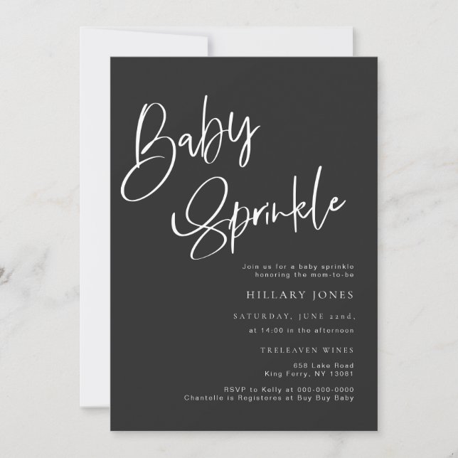 Invitation Gothique noir et Moody Halloween Baby Sprinking (Devant)