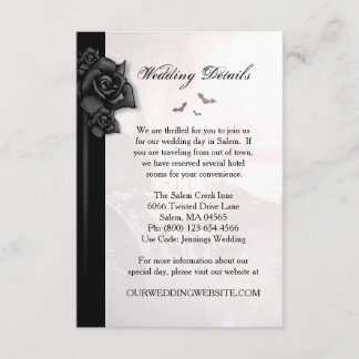 Invitation Gothique Noir Rose chauves-souris Matching Détails