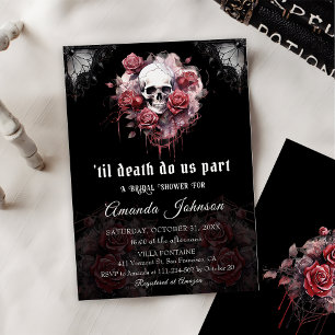 Invitation Gothique Rose crâne foncé Fête des mariées d'Hallo