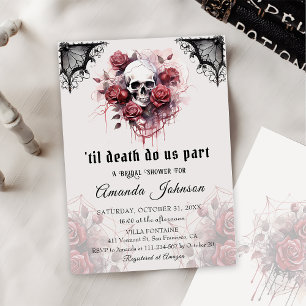 Invitation Gothique Rose crâne foncé Fête des mariées d'Hallo