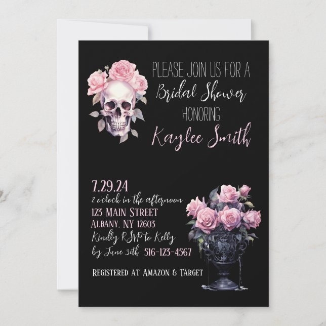 Invitation Gothique Rose Floral (Devant)