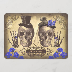 Invitation Gothique Skull Couple Day of Dead Wedding Invitati
