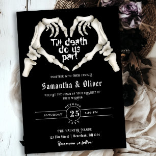 Invitation Gothique Squelette Coeur jusqu'à la mort Mariage n