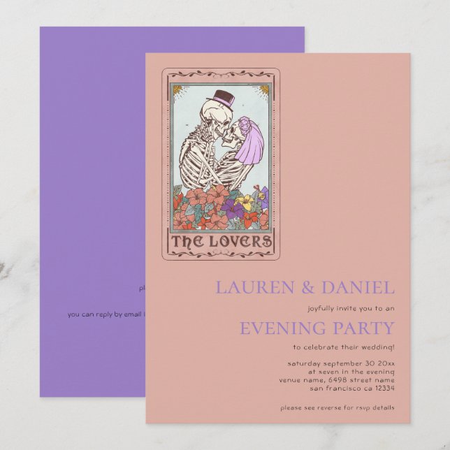 Invitation Gothique Tarot Card QR Soirée Mariage (Devant / Derrière)