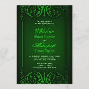 Invitation Gothique Victorien Ghoulish Mariage vert