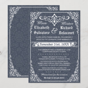 Invitation gothique victorienne de Mariage damassé