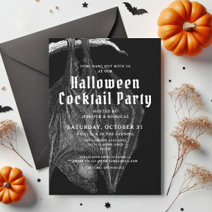 Invitation Gothique Vintage chauves-souris Halloween Cocktail