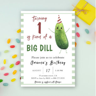 Invitation Gouache concombre gros dille premier anniversaire 