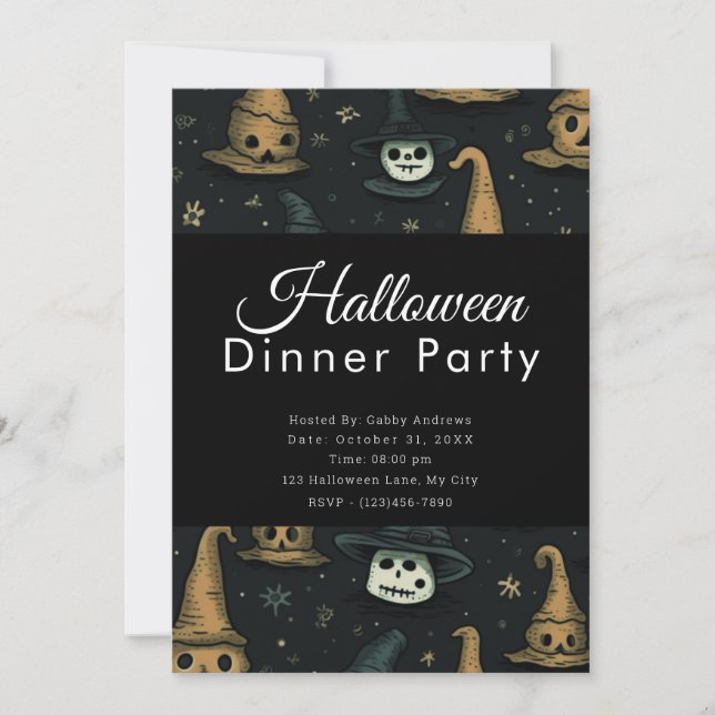 Invitation Gouls et monstres Soirée d'Halloween noir (Devant)