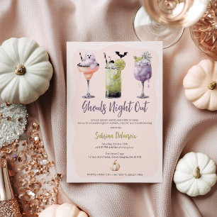 Invitation Gouls Night Out Aquarelle Cocktails Halloween