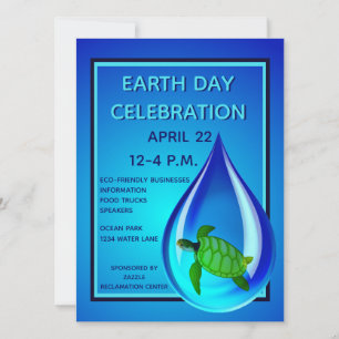 Invitation Goutte d'eau et Tortue de mer