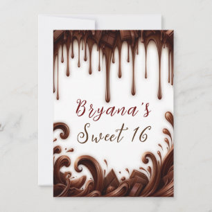 Invitation Gouttes Chocolatées Fête d'Anniversaire au Chocola