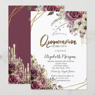 Invitation Gouttes de paillettes élégantes, Fête de Quinceañe