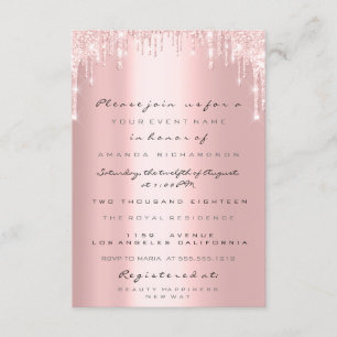 Invitation Gouttes de paillettes roses or rose  Mariage Douzi