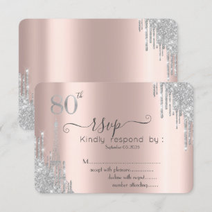 Invitation Gouttes de pailleurs argentées, Tour Eiffel 80 ans