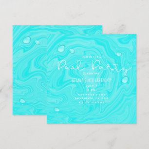 Invitation Gouttes d'eau bleues Fête d'anniversaire de piscin
