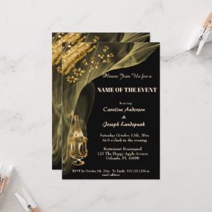 Invitation Gouttes d'or riches avec Champagne dans Ice-Bucket
