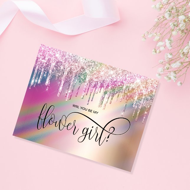 Invitation gouttes holographiques deviendras-tu ma demoiselle (Créateur téléchargé)