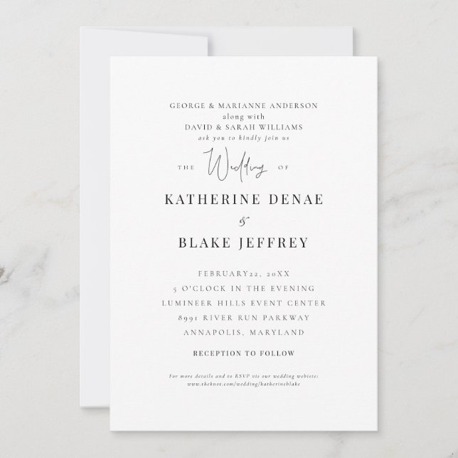 Invitation Grace élégante Les deux parents Mariage II (Devant)