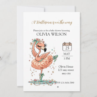 Invitation Graceful Flamingo Ballerina in Bloom