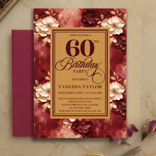 Invitation gracieuse pour les 60 ans en Merlot Blu