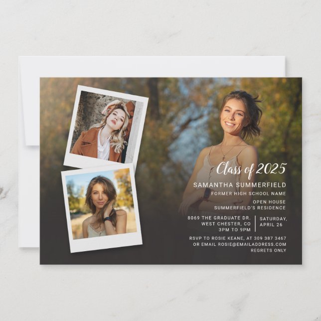 Invitation Grad 2023 Party Photo Collage Script Graduation (Devant)