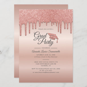 Invitation Grad 2025 Rose Parties scintillant d'or de la part
