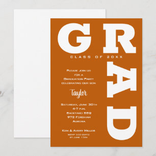 Invitation GRAD Burnt Orange Graduation