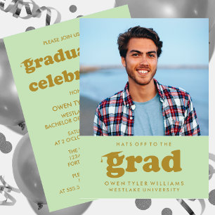 INVITATION GRAD CASQUETTES RETRO OFF À GRAD PHOTO GRAD INVITA